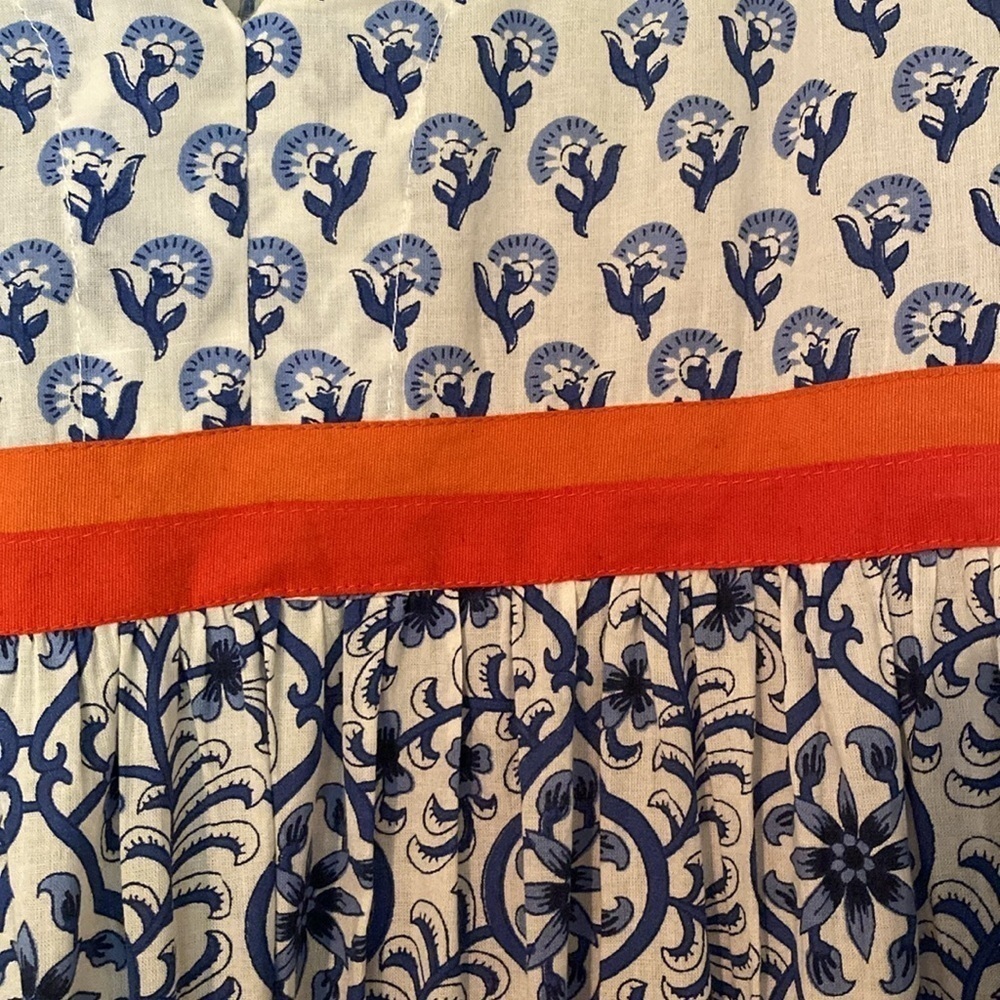 Anthropologie Ro's Garden Cotton Tiered Maxi Dress Blue White SMALL - Picture 5 of 9